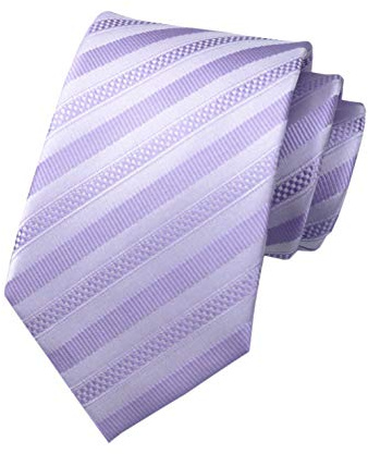Elfeves Men Light Purple Slim Ties Narrow Striped Woven Office Matching uk Wedding Neckties