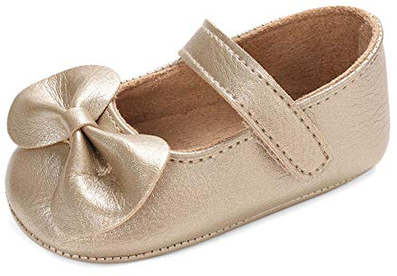 LACOFIA Chaussure Bowknot Premier Pas Fille Ballerine Bebe Fille avec Semelle antidérapante Douce Or 6-12 Mois