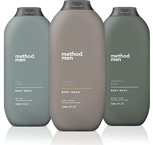 Method Men, 3-pack Body Wash 18 Oz Each (Sea + Surf, Cedar + Cypress, Juniper + Sage)
