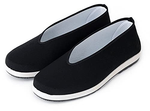 AUTOS Chinese Traditional Old Beijing Shoes Martial Art Kung Fu Tai Chi Rubber Sole Shoes Black,12