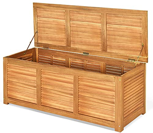 DREAMADE Coffre de Rangement en Bois avec charnières en métal 120X45X45CM pour Stockage d'Outils et Jouets, Charge Max. 150KG comme Banc et Table d'Appoint