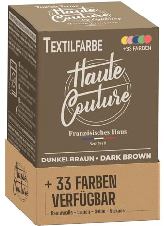 Textilfarbe Braun – Haute Couture – 33 Farben – All-in-One – 350 g – für Kleidung und Stoffe – DunkelBraun