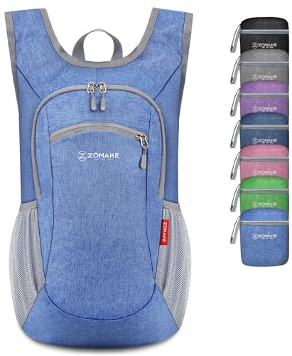 ZOMAKE Kleiner Leichter Rucksäcke 10L Mini Day Bag für Wandern Reisen und Städtetrips,Faltbarer Rucksack für Damen Herren Kinder und Jugendliche(Tiefblau)