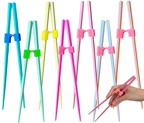 Fejapa 10 pares de palillos reutilizables para entrenamiento, palillos de práctica para adultos, principiantes, diestros, zurdos, chinos, aprendizaje, soporte para palillos con clip