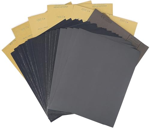 ADVcer 9x11 inch 30 Sheets Sandpaper, 6 Assorted 800 to 2500 Grit Wet Dry Sander Paper, Fine Precision Abrasive Pads Sand Paper for Automotive Sanding, Wood Turing Finishing, Metal Furniture Polishing