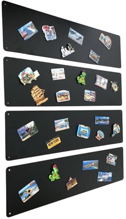STALFORM 4 x Magnettafel Schwarz 80x22 cm aus Edelstahl Magnetwand Pinnwand Magnetisch Groß Magnetboard Küche, Büro, Kinderzimmer