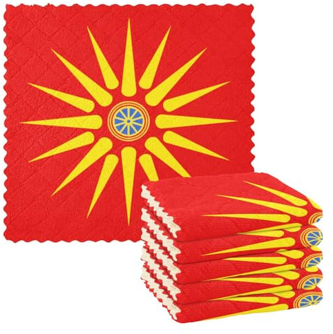 Amooorous Toallas de microfibra con la bandera étnica de Macedonia, toallas de mano de cocina, cocina, cocina, color grande, paños de limpieza de microfibra de 11 x 11 pulgadas, 6 piezas