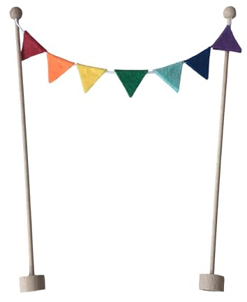 Stecker Geburtstagsstecker Wimpelkette Regenbogen Girlande Geburtstagsring // Geburtstagsspirale Geburtstag // Wimpelkette aus Holz und Fils zur Dekoration Deko (Regenbogen)