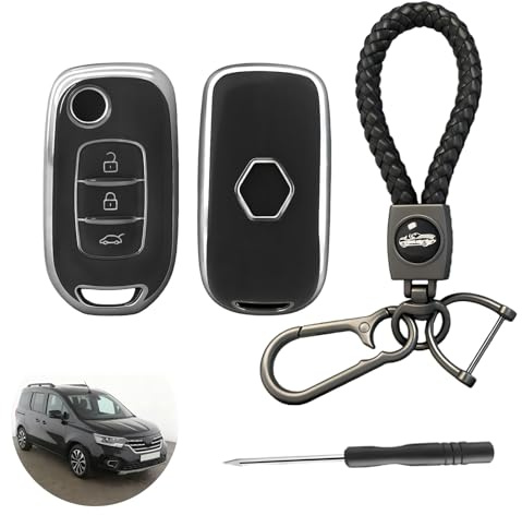 für Renault Kangoo 3 Schlüsselhülle Autoschlüssel Hülle - Schlüssel Hülle für Renault Kangoo 3, Clio 5, Twingo 3, Geeignet für Dacia Sandero, Duster 2, 3-Tasten Autoschlüssel Zubehör mit Schlüsselband
