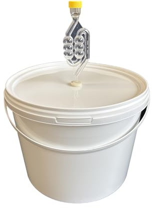 SILPLAST Recipiente de fermentación de 10 litros con tubo de fermentación, tapa, goma de sellado, cubo para cerveza, vino o puré, apto para alimentos, ideal para cerveceras aficionadas, color blanco