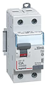 411556 Legrand Interrupteur différentiel 63A type A 30mA bipolaire - 2 modules - Bornes alignées