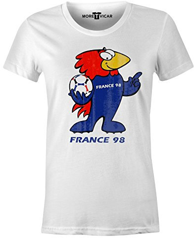 More T Vicar France 98 Vintage T Shirt - Distressed Look Print Dames Football World Cup T Shirt