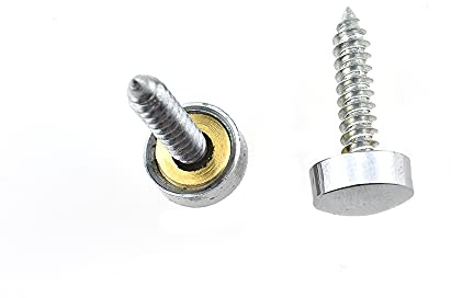 Hahiyo 10mm Diameter Mirror Screws Brushed Stainless Steel Solid Easy Install Brass Washer Decorative Caps Fasteners Nails Silver 20 Pairs for Bathroom Mirrors Panels Kitchen Ceiling Arts Crafts