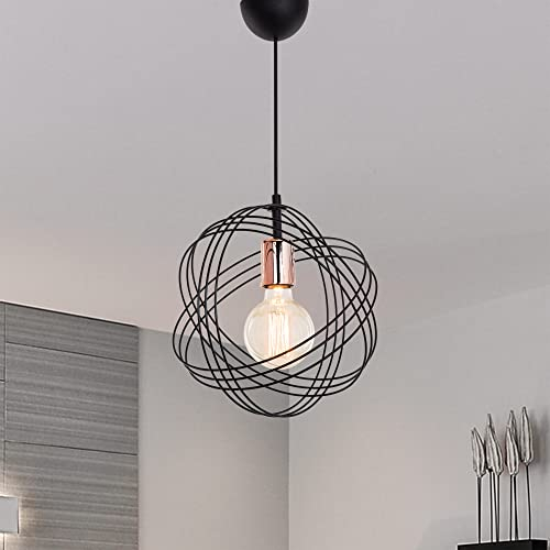lux.pro Pendelleuchte Hove Hängelampe 1 x E27 Hängeleuchte Wohnzimmer Schwarz Kupferfarbe Drahtlampe Metall