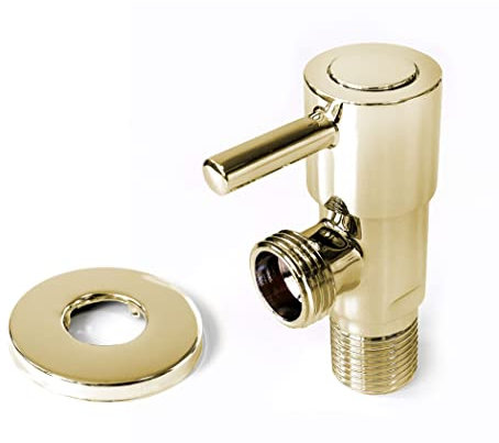 Xcel Home™ Gold Stop Isolation Valve for Douche | On/Off Muslim Shattaf Plated Tap | Toilet Bidet Spray Single Lever Angle Switch | 1/2 BSP Connection | 1 pc