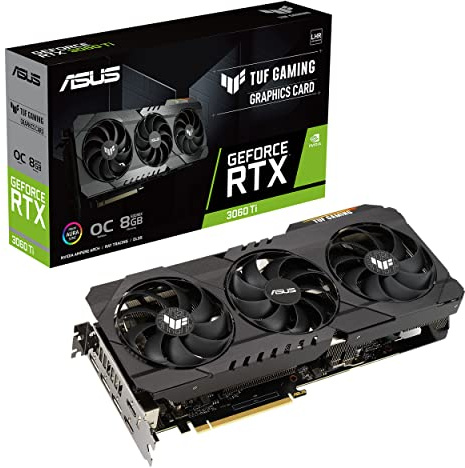 ASUS TUF Gaming GeForce RTX 3060 Ti 8GB OC Edition GDDR6X Grafikkarte (Nvidia Ampere, DLSS, PCIe 4.0, Speicher, 2X HDMI 2.1, 3X DisplayPort 1.4a, TUF-RTX3060TI-O8GD6X-GAMING)