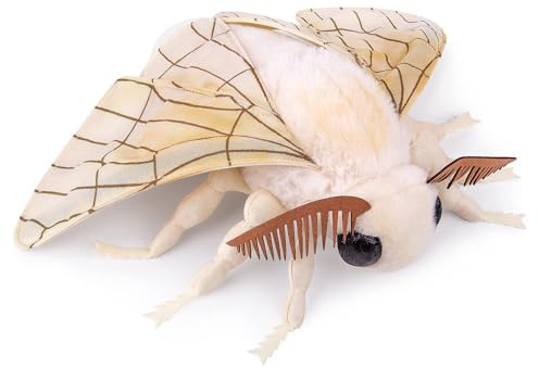 PuffPurrs Motte Plush 33CM/12IN, Kawaii Moth Plüschtier, Realistische Silk Moth Kuscheltier, Motten Stofftier Plüsch Spielzeug für Kinder Kuscheltiere, Geschenk für Natur- und Tierliebhaber