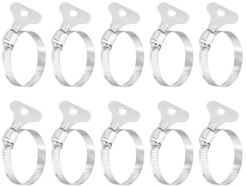 sourcing map 20Pcs Stainless Steel Hose Clamps Worm Gear Hose Clamp, 32-44mm(1-1/4 to 1-3/4) Adjustable Thumb Screw Key Type Clamps Fuel Line Clamps 8mm Bandwidth for Plumbing, Automotive