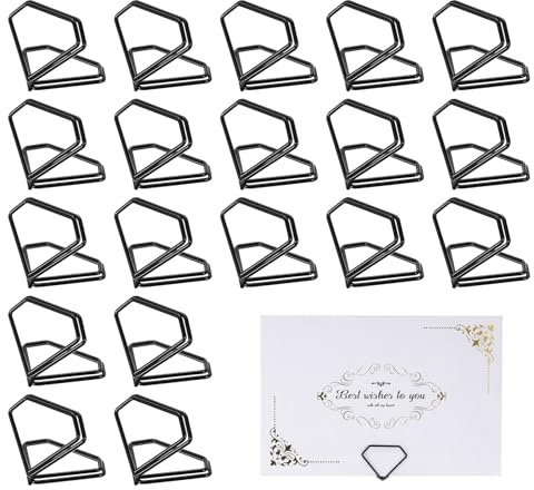 QUARKZMAN 20 Piezas Mini Portatarjetas, Portafotos de Diamante para Mesas Fotos Señales de Comida Notas de Memoria Bodas Restaurantes Cumpleaños Fiesta, (0.9x1.1, Negro)
