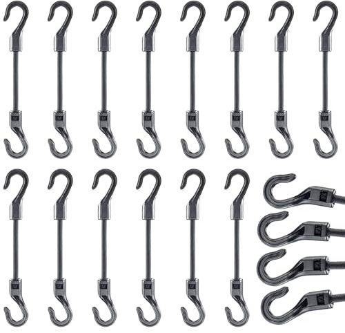14 Stück Spanngummi mit Haken, Expander mit Haken, Gummispanner mit Haken, Vielseitige Gummibänder mit Haken, Ideal für Camping, Garten und Fahrrad, 4 mm Dicke, 23 cm Länge
