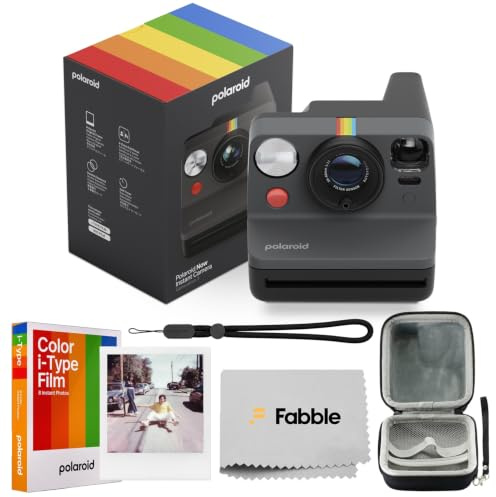Polaroid Now Generation 3 I-Type Instant Camera (Black) Bundle with Color I-Type Film (8 Exposures), Hard Protective Case and Wrist Strap