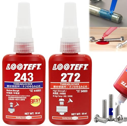 XZMCAT Fija Tornillos Azul y Rojo 2×50 ml – Fijador de Tornillos de Resistencia Media y Alta, Pegamento Anaeróbico para Roscas Metálicas, Tuercas y Pernos, Anti-Aflojamiento y Anti-Fugas