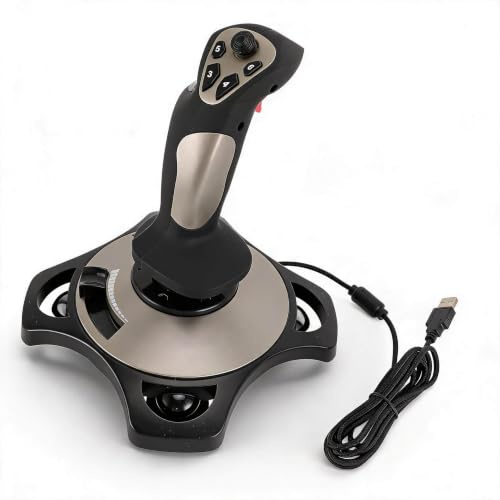 Dpofirs Joystick de Vol PC, Joystick de Simulateur de Vol avec Vibration et Accélérateur, 12 Boutons Programmables, 4 Axes, Plug and Play, pour Ordinateur Portable PC