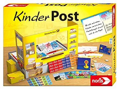 noris Kinderpost - Klassisches Kinder-Rollenspiel, inkl. Postschalter und viel Postzubehör, Postkarten, Briefe, Pakete, für Kinder ab 4 Jahren