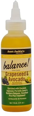 Aunt Jackie's - Aceite de Semillas de Uva y Aguacate - Equilibra Porosidad del Cabello - Mejora Elasticidad - Cuidado Natural del Cabello - 118 ml
