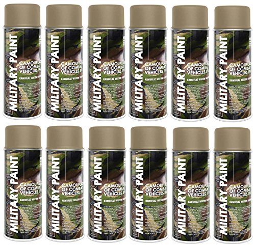 Deco Color 12er Sparpack MILITÄR Army Militärlack Lackspray 400ml Nato freie Farbauswahl (12 Dosen in sandhell RAL 1019)