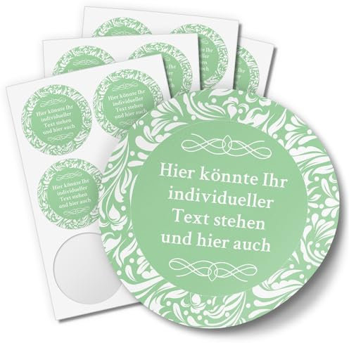 24 PERSONALISIERTE runde Etiketten mit Motiv: Grün Schnörkel - Ihre Aufkleber online selbst gestaltet, ganz individuell