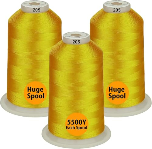 Simthread - 26 Auswahlen – Packungen von Polyester-Stickmaschinengarn, riesige Spule 5500Y für Allzweck-Nähmaschinen – Gelb