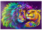 MyPuzzle Künstlerisches, neonfarbener Löwe umarmt Löwin im Stil der Pop-Art - Premium 1000 Teile Puzzle - MyPuzzle Sonderkollektion von Puzzle Galaxy