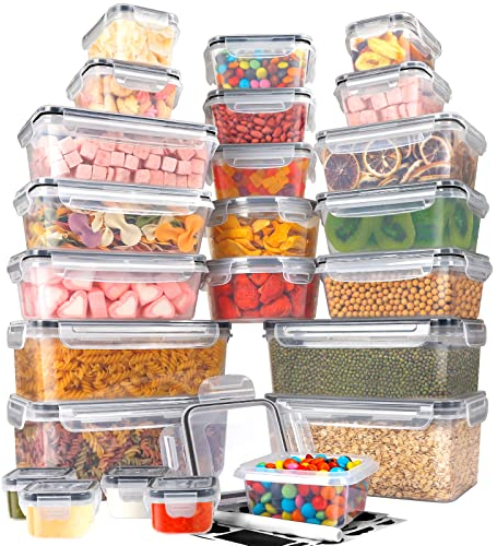 YOCOLE 48 tlg Frischhaltedosen mit Deckel aus Kunststoff (24 Behälter+24 Deckel), Vorratsdosen Luftdicht, Wiederverwendbar Food Container, Lebensmittelbehälter für Küche Mikrowellen Gefrierdosen
