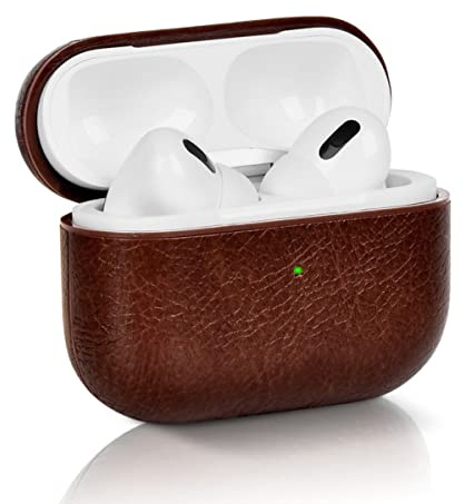 KARLOR Leder Hülle für AirPods Pro 2 2022, AirPods Pro 2 Hülle Schutzhülle mit Haken braun Kopfhörer PU Case (LED sichtbar) (Unterstützt kabelloses Laden) für Apple AirPods Pro 2