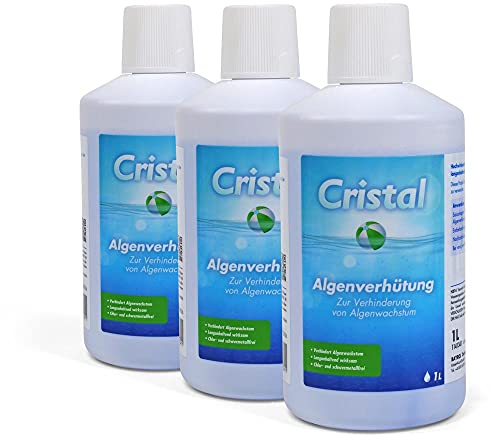 Cristal Pool Algenschutz 3 Liter Sparset - Algenmittel flüssig - Algenvernichter - Algenverhütung - Verhindert Algenwachstum - Algizid - Algezid