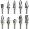 Set di Frese Rotanti in Carburo di Tungsteno, Frese per Metallo Duro con Gambo da 3mm, Accessori per Dremel Professionali, per Intaglio, Lavorazione Trapano, Lucidatura, Incisione, 10 Pezzi