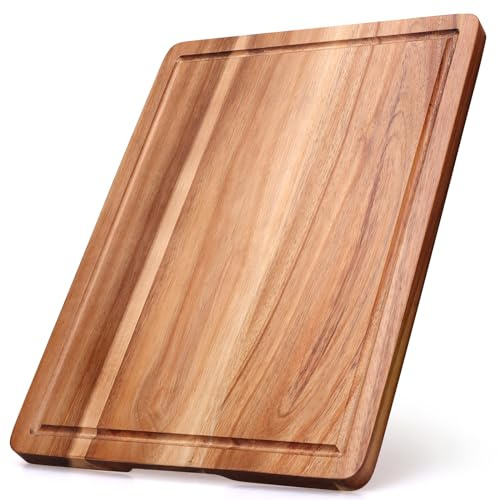 Gtencemen Acacia Wood Cutting Boards for Kitchen, Wooden Chopping Board with Side Handle and Juice Groove, 15 X 11 Carving Board, Butcher Block, Cheese Charcuterie Boards for Meat, Fruit, Steak