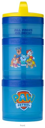 Whiskware Paw Patrol Stackable Snack Containers for Babies, Kids, and Toddlers, 3 Stackable Snack Cups for School and Travel, Formula Friendly, Cupholder Friendly All Paws On Deck!