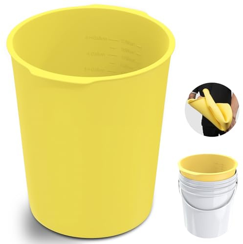 Doublure de seau réutilisable de 15 litres pour finet, mortier, mélanges de béton, joint, boue et ciment avec mesures, doublure flexible en silicone de qualité alimentaire, jaune