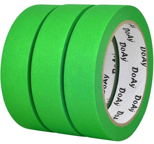 DOAY 3 Pack Green Painters Tape - Masking Tape 1 Inch Wide - Multi-Surface, Smart Adhesion, Indoor & Outdoor - 270FT Total - Paint Tape for DIY, Labeling, Art, Car, General Purpose (#3910)