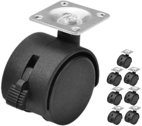 VILLFUL 8pcs Castors Brakes Plastic Wheel for Furniture Office Chair Caster Replacement Smooth Rolling Easy to Install