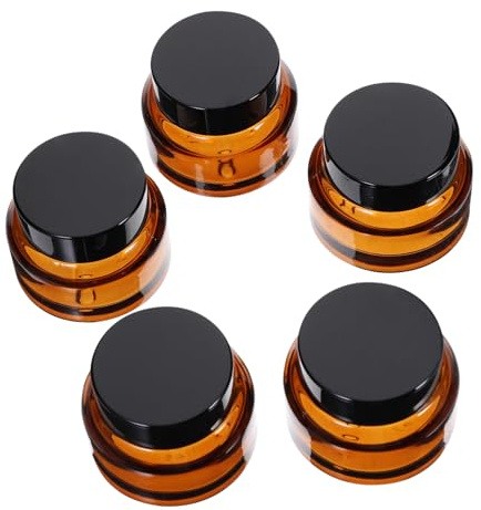 VINTORKY Lot De 5 Petits Pots Cosmétiques En Plastique 30g Avec Couvercles Pour Crèmes De Voyage Teintés Marron, Réutilisables Et Légers, Adaptés Pour Maquillage Et Échantillons Portables