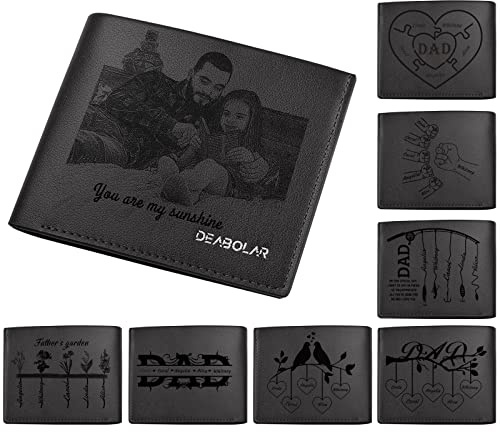 SHKINETARRY Individuell gravierte Geldbörsen, personalisierte Foto-Leder-Geldbörse für Männer, Ehemann, Vater, personalisierte Geschenke