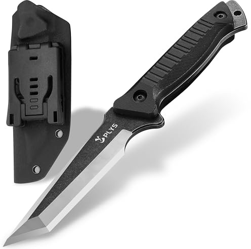 Plys Cuchillo de Supervivencia Para Acampar Al Aire Libre: Cuchillo de CinturóN Fijo de Espiga Completa, Acero 440c, Mango G10 Con Funda Kydex, Adecuado Para Senderismo, Pesca, Jungla