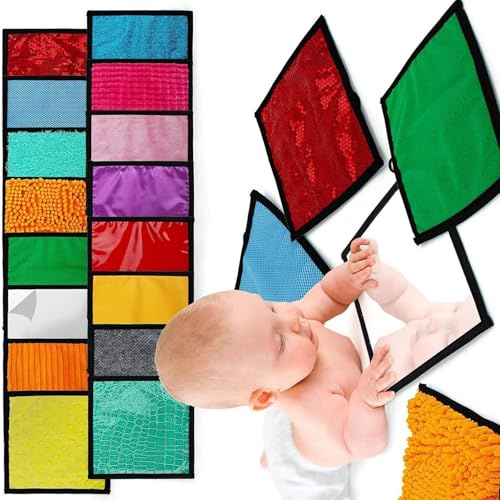 Tappetino morbido per attività di sviluppo per neonati multi texture sensoriali lavabile in lavatrice da viaggio design pieghevole per attività sensoriale infantile 16PCS