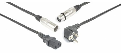 PD Connex câble audio combiné cordon secteur - xlr f / iec f - xlr m - 15m - Idéal pour relier vos enceintes de sonorisation