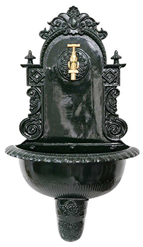 aubaho Brunnen 72cm Wandbrunnen grün Alu Waschbecken im Nostalgie Antik-Stil (c)