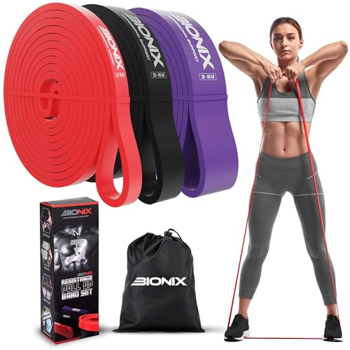 Bionix Klimmzug Resistance Bands Set 3er Set - Pull Up Widerstandsbänder für Krafttraining, Fitness & Koordination - Klimmzugband, Terabänderset & Resistenz Bänder für Calisthenics Equipment pack of 3