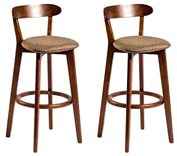 Barhocker, 2er Set Holzrahmen Komfortabel Barhocker Mit Rückenlehne Nordischer Stil Frühstückshocker Zum Cafe Küche (Farbe : Braun)
